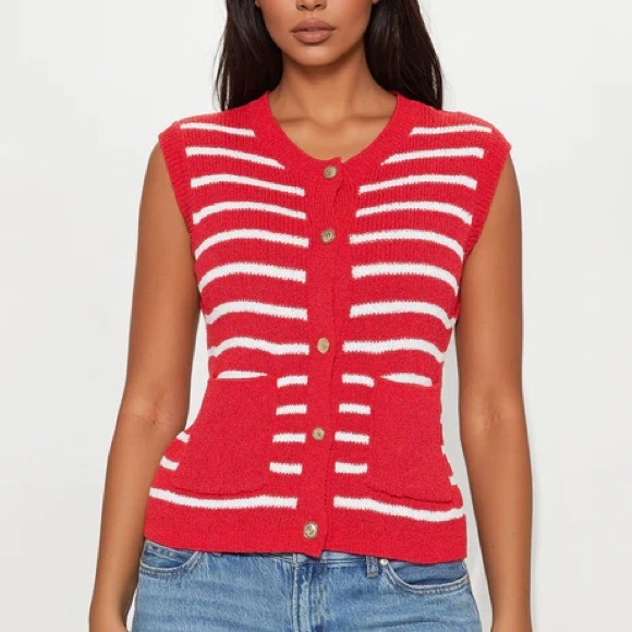 Sweaters - Striped Women's Sweater Vest